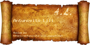Antunovits Lili névjegykártya